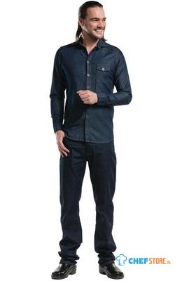 Chaud Devant Blue Denim Stretch Heren Blouse 3xl, Chaud Devant B543-XXXL