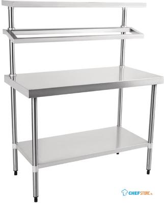 Rvs Werktafel Met Wandplank En Ruimte Voor Gn Bakken | 120cm | Vogue | CB908