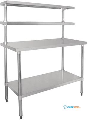Rvs Werktafel Met Wandplanken | 180cm | Vogue | CC360