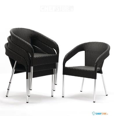 Bolero kunststof rotan stoel zwart | CG223