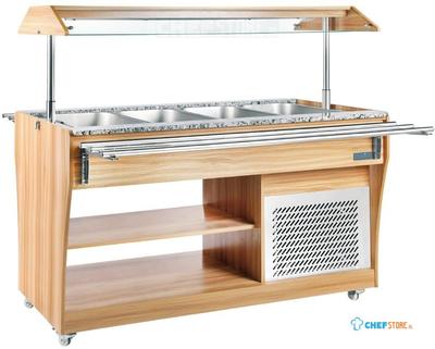 Gekoelde buffetbar | 4x GN1/1 | Licht hout | Polar G-serie CR899