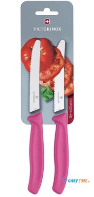 Victorinox 2-Delig Gekarteld Tomaten-/utiliteitsmes (blisterverpakking) 11cm - Roze - Victorinox CU555