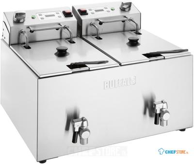 Buffalo Dubbele Elektrische Friteuse met Timer 2x8Ltr - CU621