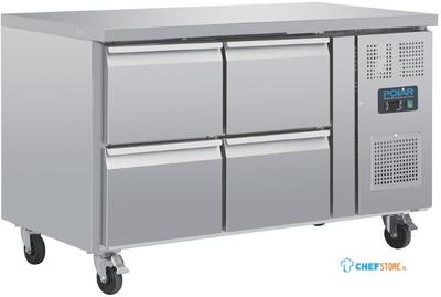 Gekoelde werkbank op wielen | 4 laden, GN1/1 | Geventileerd | Polar DA547