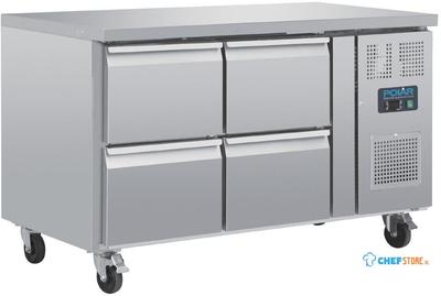 Gekoelde werkbank op wielen | 4 laden, GN1/1 | Geventileerd | Polar DA547