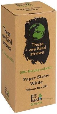 Fiesta Green biologisch afbreekbare papieren rietjes wit | DE925