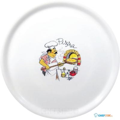 Saturnia porseleinen pizzaborden 33cm met chef decor | DJ959