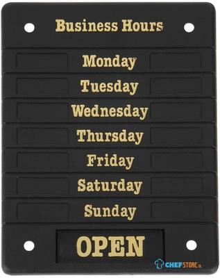 Deurbord Open Closed met openingstijden | DL226