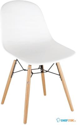 Bolero polypropyleen stoelen met houten poten wit | DM840