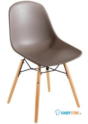Bolero polypropyleen stoelen met houten poten bruin | DM842