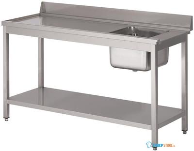 Gastro M RVS spoeltafel 1 spoelbak rechts 140x70cm |  DS463