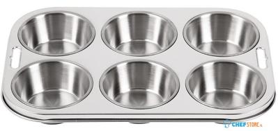 Diepe Rvs Bakvorm | 6 Muffins | Vogue | E714