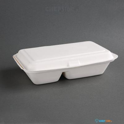 Fiesta Green Composteerbare Bagasse Voedseldozen 2 Compartimenten (200 Stuks), Fiesta Green FC524