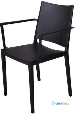 Florence Stapelbare Polypropyleen Stoelen met Armleuning Zwart (4 Stuks) - Gastronoble FW574