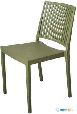 Baltimore Stapelbare Polypropyleen Stoelen Olijfgroen (4 Stuks) - Gastronoble FW578