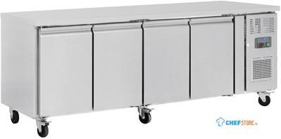 4-deurs gekoelde werkbank 60cm diep | 2/3GN | Geforceerd | Wielen | Polar G379