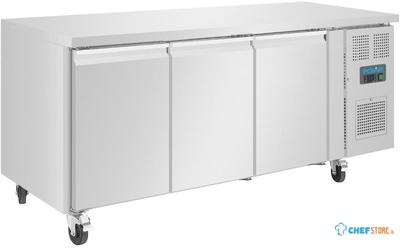 Polar | Werkbank met vriezer | 3 deuren, 1/1GN | Wielen | U-serie G600