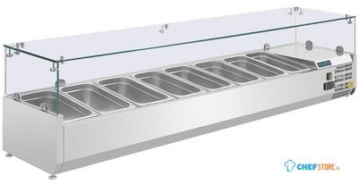 Opzetkoelvitrine | 8x GN1/4 | Glaswand | Polar G610
