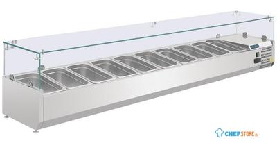 Opzetkoelvitrine | 10x GN1/4 | Glaswand | Polar G611