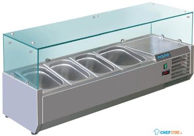 Opzetkoelvitrine | 3 x GN1/3 + 1 x GN1/2 | Glaswand | Polar GD875