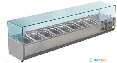 Opzetkoelvitrine | 8x GN1/3 + 1x GN1/2 | Glaswand | Polar GD877