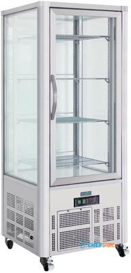 Gebaksvitrine vierkant | H=180cm, 400 liter, 4 niveau's | Verrijdbaar | G-serie Polar GD881