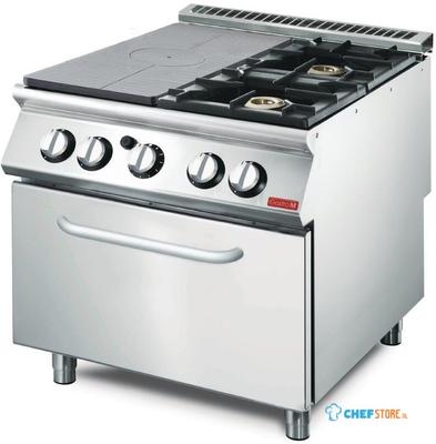Gastro M platen fornuis met 2 branders en gasoven 70/80 TPPCFG | GL934
