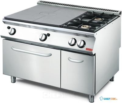 Gastro M platen fornuis 2 branders en gasoven 70/120 TPPCFG | GL935