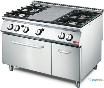 Gastro M platen fornuis 4 branders en gasoven 70/120 TPPCFG | GL936