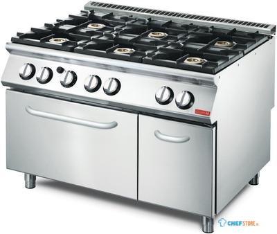 Gastro M 700 plus gasfornuis met 6 branders en gas oven GM70/120CFG |  GN083