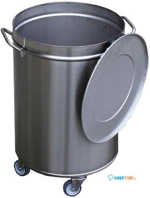 Gastro M RVS afvalemmer op wielen met deksel 50ltr |  GN145