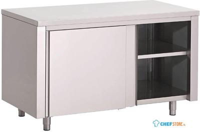 Gastro M | RVS werktafel | Schuifdeuren | 120x70x85cm | GN150