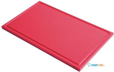 Gastro M GN1/1 HDPE snijplank met sapgeul rood 15mm | GN337