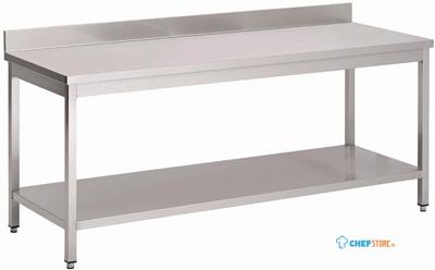 Werktafel | RVS | Onderblad | Achteropstand | 140cm breed | GS012