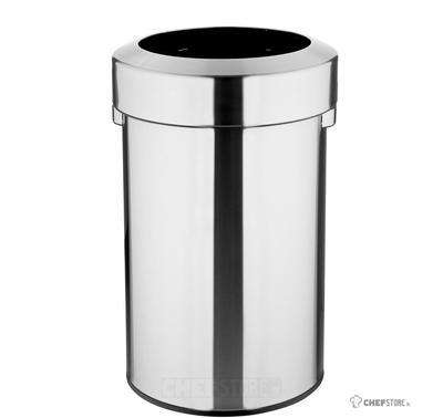 Bolero Geborsteld Stalen Prullenbak met Open Bovenkant Deksel 70ltr - HT460