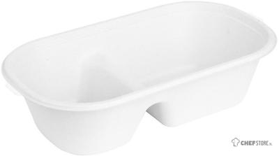 Fiesta Recyclable Fiesta Composteerbare Bagasse Ovale 2-Compartimenten Container 900ml (pakket van 100) - HW628