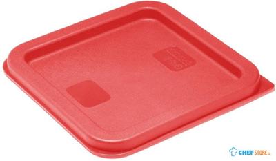 Vogue HY407 Hygiplas Vierkante Voedselopslagcontainer Deksel Rood Klein