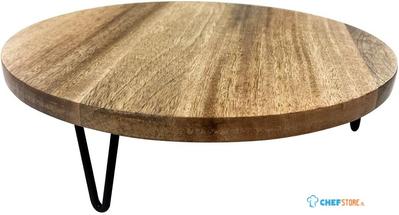 Olympia Ronde Presenteerstandaard van Mangohout met Metalen Poten 300x80mm - HY752