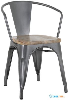 Bolero HZ805 Bistro Curve Armstoelen met Houten Zitting Donkergrijs (4 stuks)