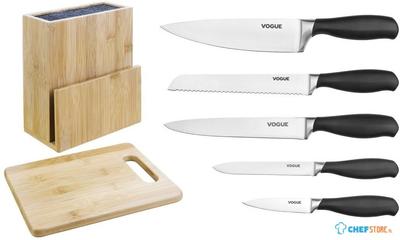 Vogue 5-Delige Soft-Grip Messenset Met Messenblok En Snijplank - Vogue SA610