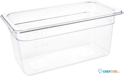 Polycarbonaat Bak | Transparant | Gn1/3 | 15cm Hoog | Vogue | U234