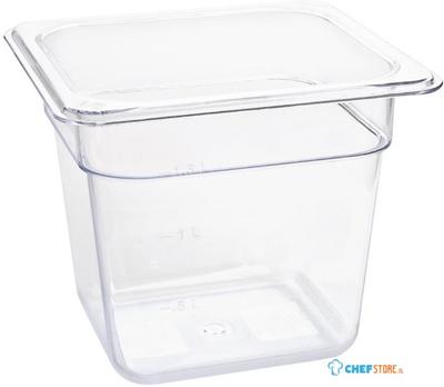 Polycarbonaat Bak | Transparant | Gn1/6 | 15cm Hoog | Vogue | U241