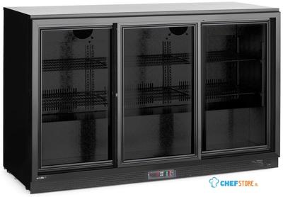 Arktic 236901 Backbar koelkast met drie schuifdeuren, , 308L, Zwart, 220-240V/160W, 1350x520x(H)865mm