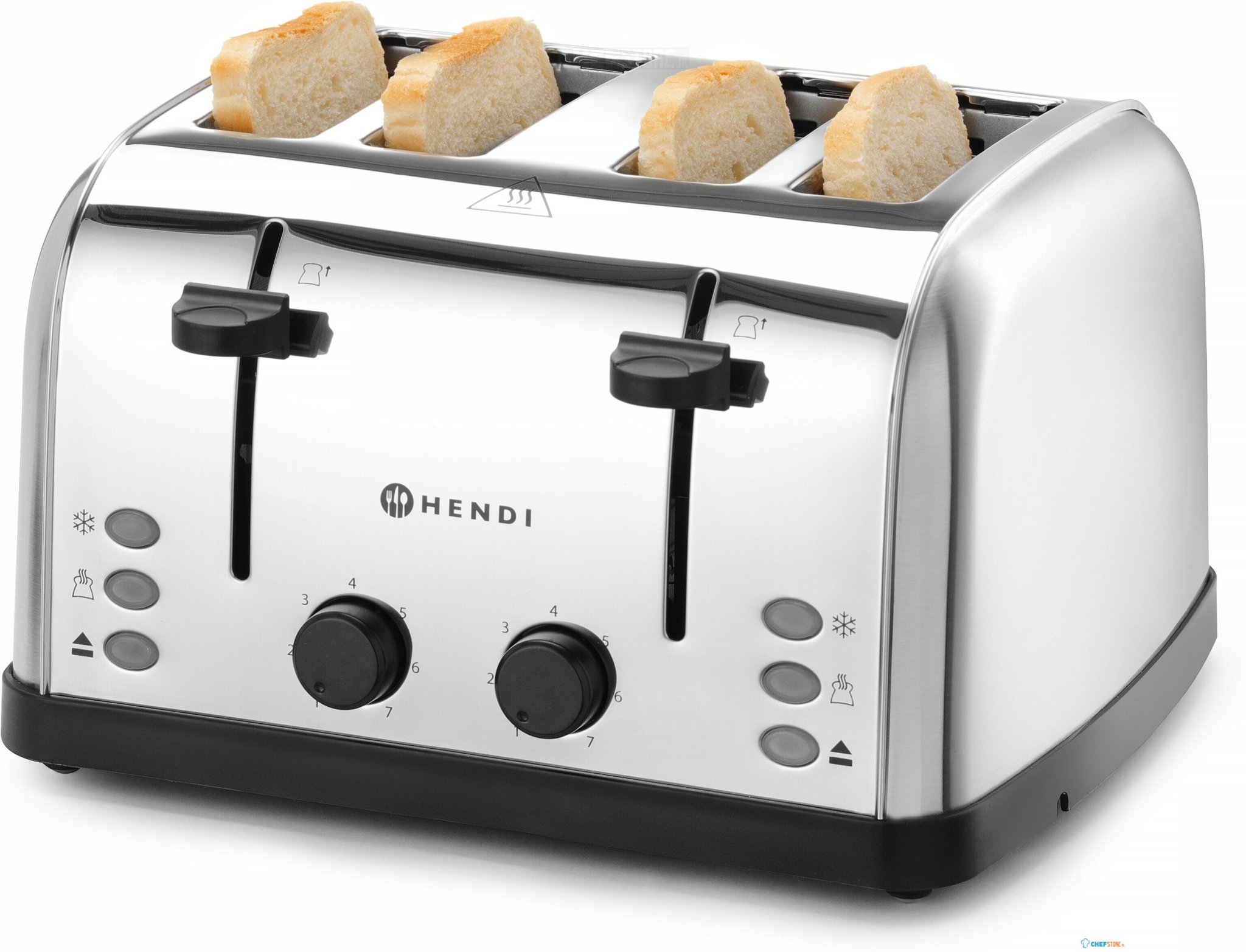 Toaster 4-Sneetjes - HENDI - 240V/1500W - 295x335x(H)180mm - 261187 bij  Chefstore.nl Horeca