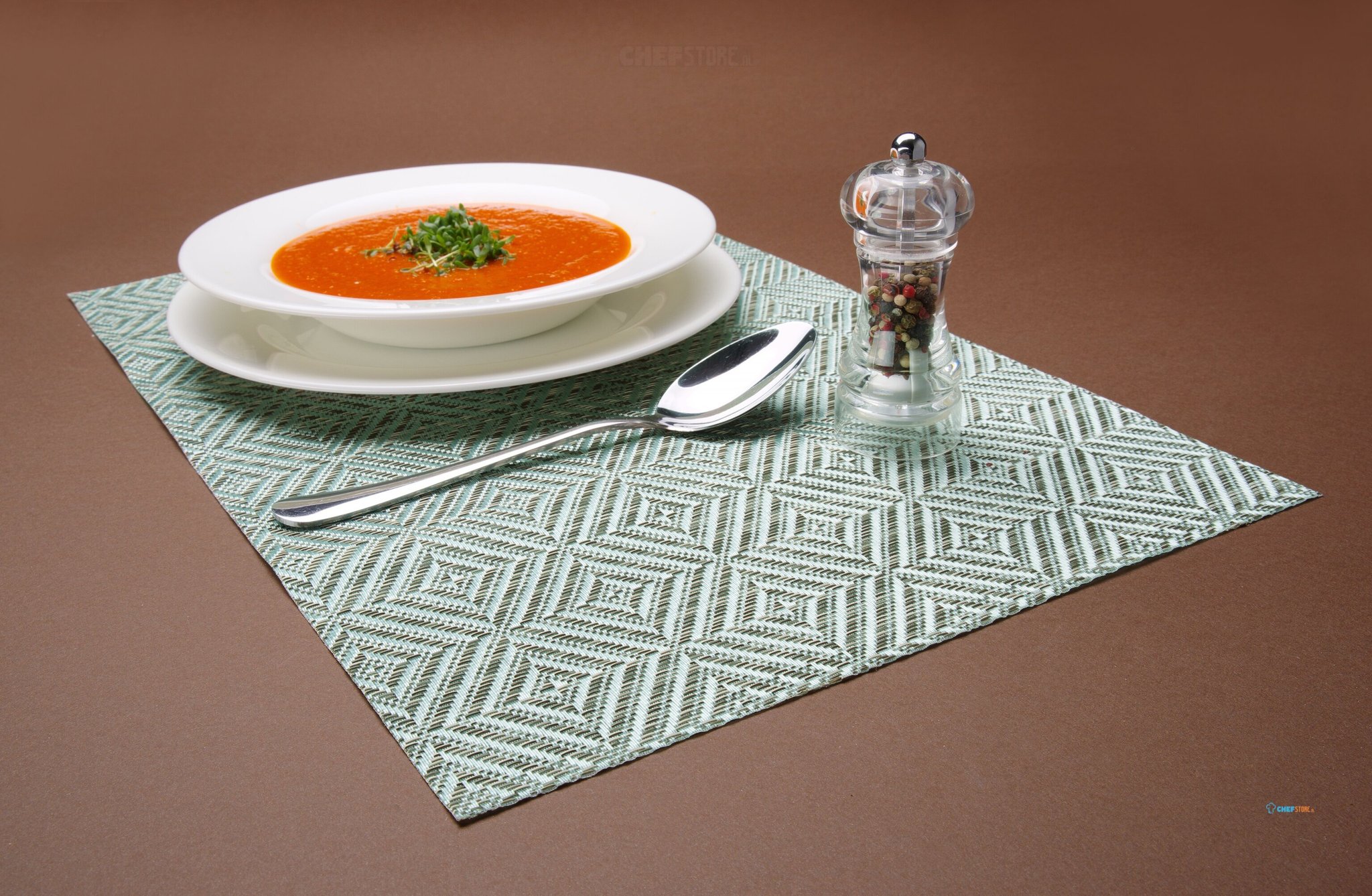 Placemat - Geometrisch Patroon – Set - HENDI - Groen - 6 St. - 450x300mm -  597934 bij Chefstore.nl Horeca
