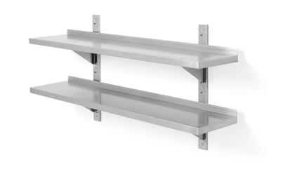 Dubbel verstelbare wandplank, met twee stalen beugels - 1200x300x(H)600mm - Hendi 811733 1