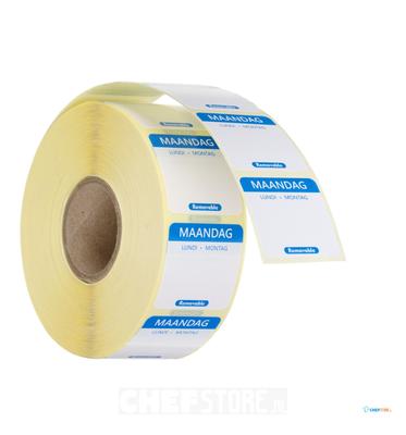 HENDI 850473 Voedselveiligheid dagstickers, herbruikbaar, , Maandag, Blauw, 1000 st., 25x25mm