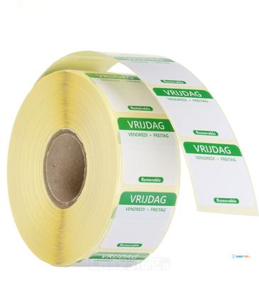 HENDI 850510 Voedselveiligheid dagstickers, herbruikbaar, , Vrijdag, Groen, 1000 st., 25x25mm