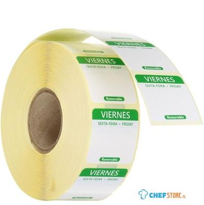 HENDI 850848 Voedselveiligheid dagstickers, herbruikbaar, , Vrijdag, Groen, 1000 st., 25x25mm