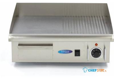 Maxima Grillplaat - Half Gegroefd - 55 cm - incl. Opvangbak - 09300072